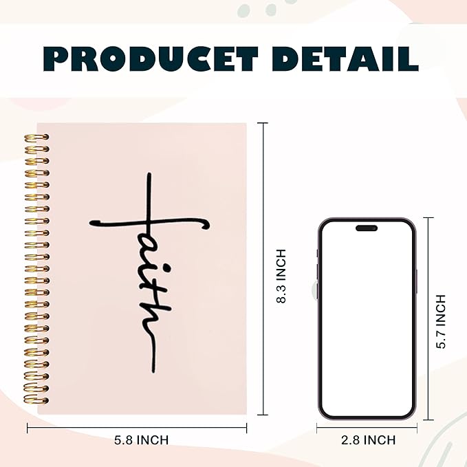 BearCake Faith Journal, Christian Notebook, Christian Gifts for Women, Bible Notebooks for Note Taking, Bible Journaling Notebook, Prayer Journal, Hardcover Spiral Notebook 5.5x8.3