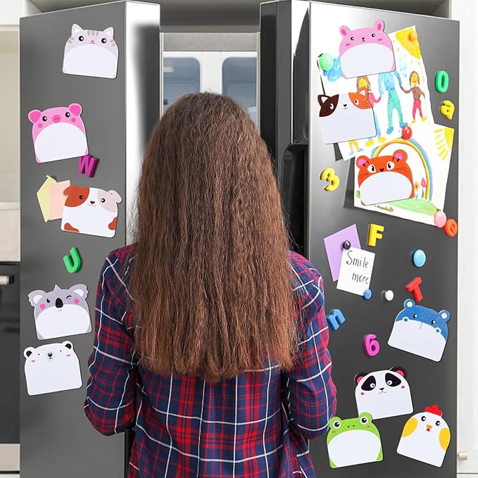 360Pcs Cartoon Animals Kawaii Sticky Notes Shimmeroo Cute Self-Adhesive Kawaii Sticky Notes Repositionable Colorful Note for Office School Students Journaling Writing Materials Key Marks Stationery