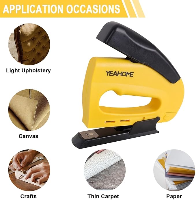YEAHOME JT21 Forward Action Staple Gun, Upholstery Staple Gun with 1000 pcs JT 21 Staples, Light Duty Staple Guns for Wood, Crafts, DIY, Decoration, Fabric