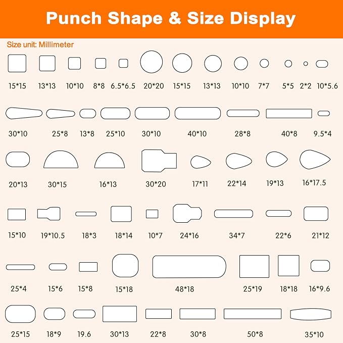 56 Pieces Leather Hole Punch Set, Leather Cutting Dies Kit with Storage Case & Mat, Multiple Shapes Hole Punch Tool for Belts, Hollow Punch Cutter Tool for Handmade DIY Crafts