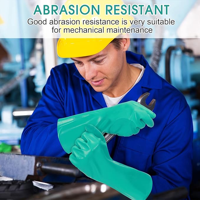 30 Pairs Chemical Resistant Gloves Heavy Duty Thick Nitrile Gloves Bulk for Cleaning, Resist Household Acid, Alkali and Oil (Large)