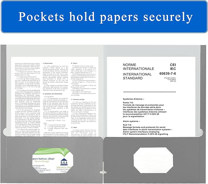 Zzrywuty File Folders with Pockets Letter Size, 25-Pack Paper Folders with Card Slot, Two Pocket Folders for School Students, Businessmen, Home and Office Workers (Grey)