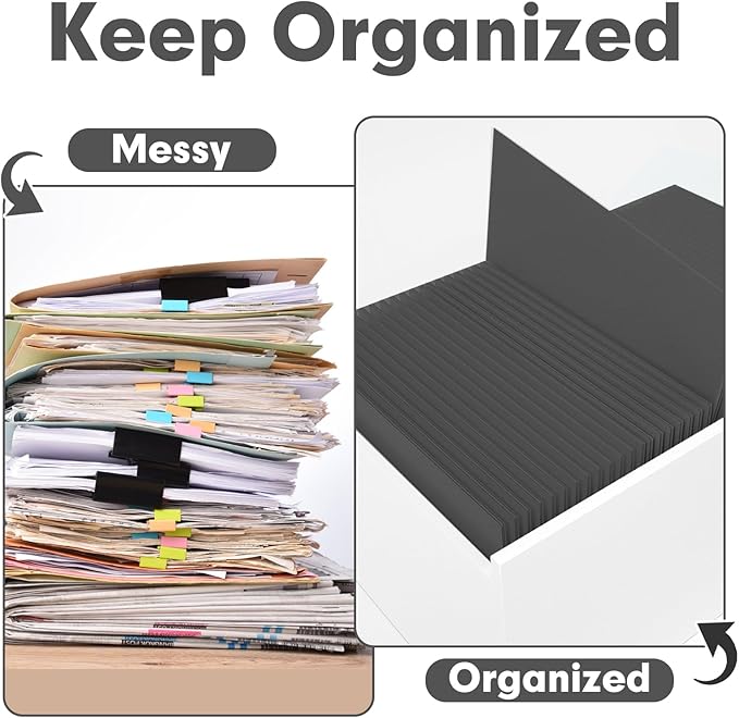 Two Pocket Folders, PANDRI 50 Pack 2 Pocket Folders, Letter Size Paper File Folder for School Office Home Business, Black