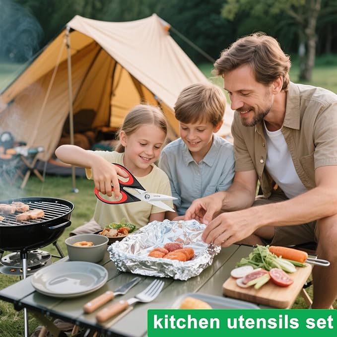 Kitchen Scissors All Purpose Heavy Duty, Kitchen Utensils Set, Stainless Steel Cooking Utensils Gadgets, Meat Poultry Food Shears Dishwasher Safe Utility Tools Home Gift, with Protective Sheath