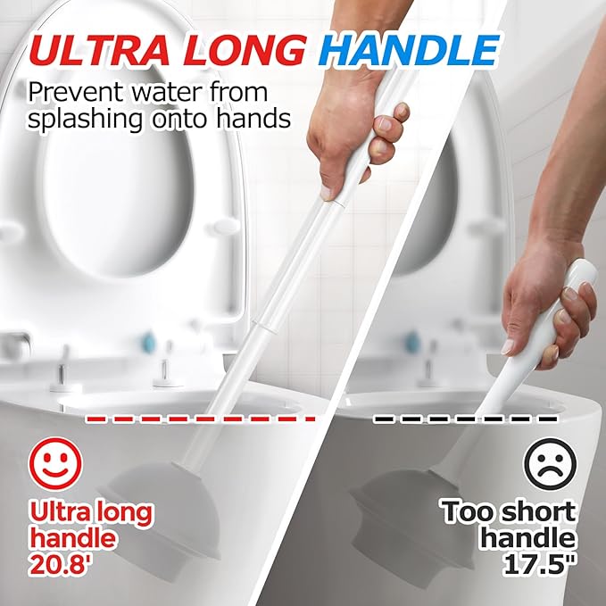 FORASTO 3 in 1 Toilet Brush and Plunger Set,Toilet Bowl Brush Plunger Set,Toilet Brush Plunger Combo,Cleaning Brush,Cleaning Supplies, Crevice Cleaning Brush, Bathroom Cleaning Tools, Pearl White