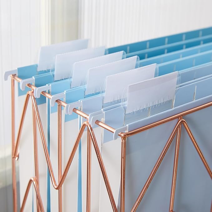 Y YOMA 6 Pack Gradient Hanging File Folders Letter Size Decorative Hanging Folder Pretty File Folder Organizer for Filing Cabinet Office Home with 1/5-Cut Adjustable Tabs, Lake Blue