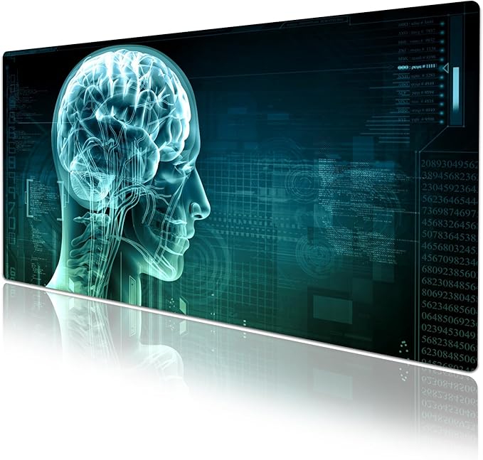 Science Fiction Brain Desk Pad Protector, Stitched Edges Mouse Pad, Large Office Desk Mat, Non-Slip Desk Blotter, Laptop Desk Pad, Desk Writing Pad for Office and Home (31.5" x 15.7 ")