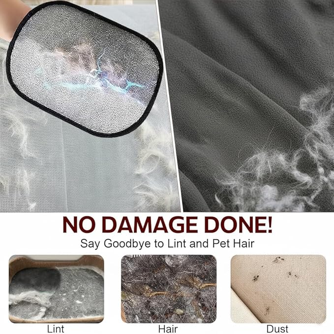 WANGIRO Pet Hair Remover Glove (2-Pack)-Reusable Dog & Cat Fur Remover Mitt for Furniture, Couch, Clothes, Bedding & Car Interior-High-Efficiency Lint Brush with Breathable Mesh, 7" x 9.5"