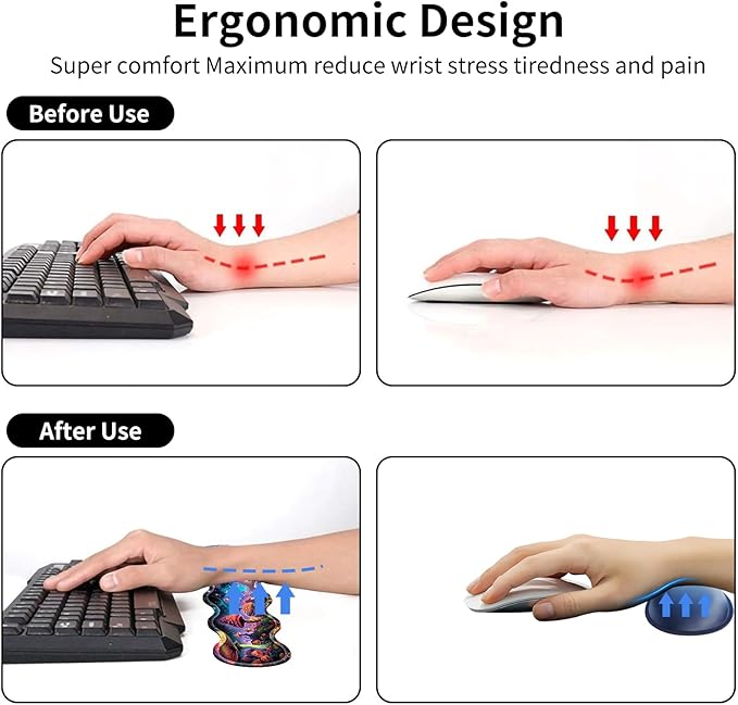 XXL Gaming Mouse Pad Set, 31.5"x11.8" Large Desk Mat with Keyboard Wrist Rest and Mouse Wrist Cushion, Ergonomic Office Mouse Pad for Home & Work Non-Slip Extended Desk Pad, Beautiful Mushrooms