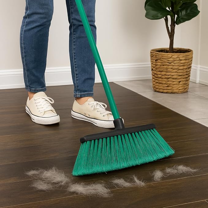 Healing Atlas LUZIA Green 14" Premium Broom Head – Long Flagged Bristles – Gentle Deep Sweep – Universal 7/8" Thread – Recycled PP – Handle Not Included (Green, LUZIA)