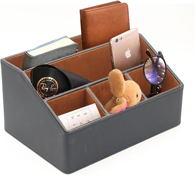 Desk Organizer, Mail Organizer Countertop, Bills Organizer, Mail Sorters, Magazine Holder, Desk Organizer and Accessories for Office Supplies, Brown, Black