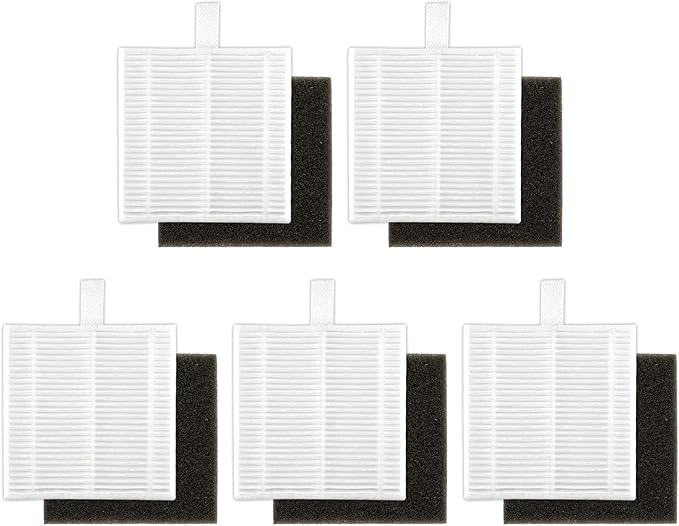 (5 Pack) T20+, T25+, T30+ HEPA Filters and Foam Filters for Airrobo T20+, T25+, T30+ Robot Vacuum Cleaner, Filter Kit, Replacement Parts, Filters Accessories Kit, Upright Filter, Canister Filters