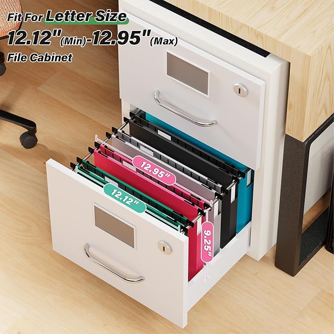 Ansook Extra Capacity Plastic Hanging File Folders,1" Expanding Accordian Pocket,Heavy Duty for Filing Cabinet, Hard and Durable Hang Folders,Insertable Tabs,Letter Size,Assorted Colors- 12 Pack