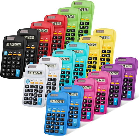 36 Pieces Operation Pocket Size Student Function Calculator Mini Colorful Basic Solar Battery Calculator Bulk for Student School Home Office Desktop Accounting Tools