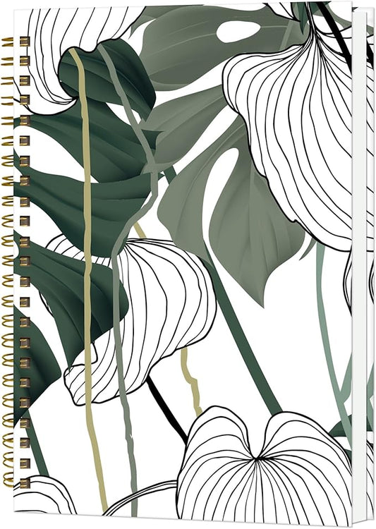 Spiral Notebook A5, Hardcover Journal for Women, 120 Pages Thick College Ruled Paper, Perfect for Office, School, or Home Use(Plants and Vines)