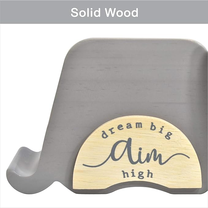 I'm Wood Multipurpose Eyeglass Phone Pen & Pencil Holder Stand Stationery Desk Organizer Accessories, For Home Office Desktop Decor Birthday Graduation Gifts “Dream Big Aim High” (Cat)