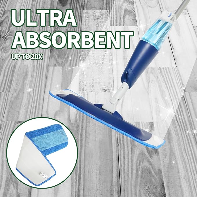 20 Pack Microfiber Cleaning Pads for Bona Mop, Reusable Microfiber Mop Pads for 18 Inch Mop, Hardwood & Hard Surface Floors Replacement Cleaning Mop Pads, Machine Washes