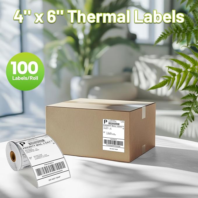 4x6 Thermal Labels, Shipping Address Label (Pack of 100 4x6 Roll Labels) - Compatible with JADENS, Phomemo, Rollo, Zebra, Omezizy and Other Thermal Printers