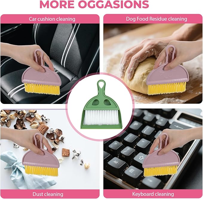 Ouligay Small Dustpan and Brush Set Mini Handheld Broom and Dustpan Set Portable for Home, Sofas, Kitchen countertops, Storage Shelves, Office desks, bathrooms, and pet Areas