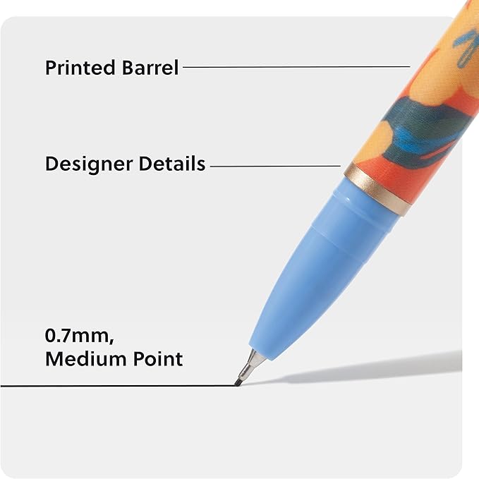 U Brands Catalina Felt Tip Pens, Pen Set of 6 Black Ink Pens, Artist Touch, Medium (0.7 mm) Point