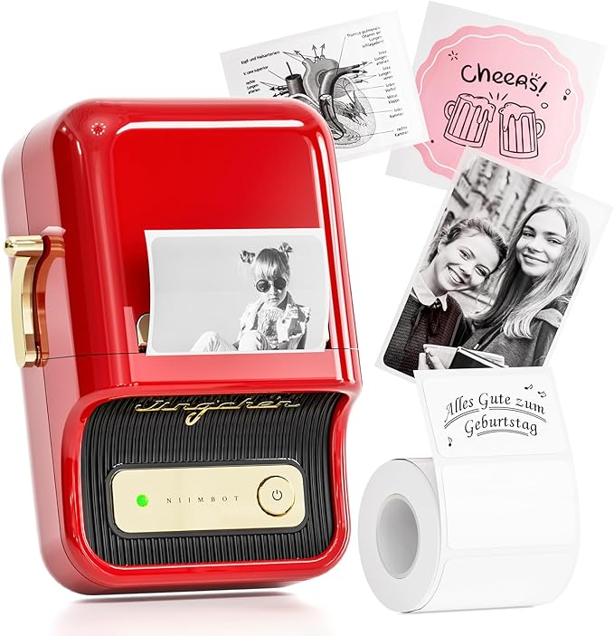 NIIMBOT B21 Label Maker, 2 Inch Portable Thermal Label Printer, Label Maker Machine with Tape, Compatible with Android, iOS & PC,Labeling for Home Storage Office and Small Business,Red