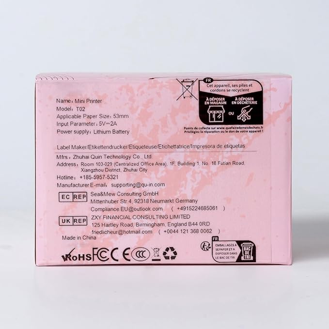 Memoking Sticker Printer - T02 Mini Printer Print Pods Portable Thermal Inkless Sticker Maker Machine Bluetooth Pocket Impresora Portátil Instant Print for Notes, Anatomical Diagrams, Journal,DIY,Gift