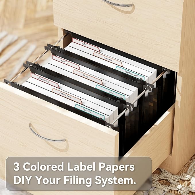 ANSOOK Plastic Hanging File Folder Letter Size,5" Expanding File Folder,6 Packs Extra Capacity File Folder with Tabs,Accordion Pockets Organizers,Black File Cabinet Folders for Documents Home Office