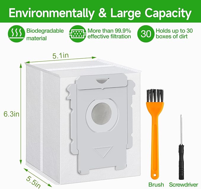 VBN 16 Pack Replacement Roomba Vacuum Bags, Compatible with iRobot Roomba 104 105 405 504 505 705 Combo 10 Max, i7+ i3+ i4+ i6+ i8+ j7+ s9+, i s j Series, All Clean Base Automatic Dirt Disposal Bags