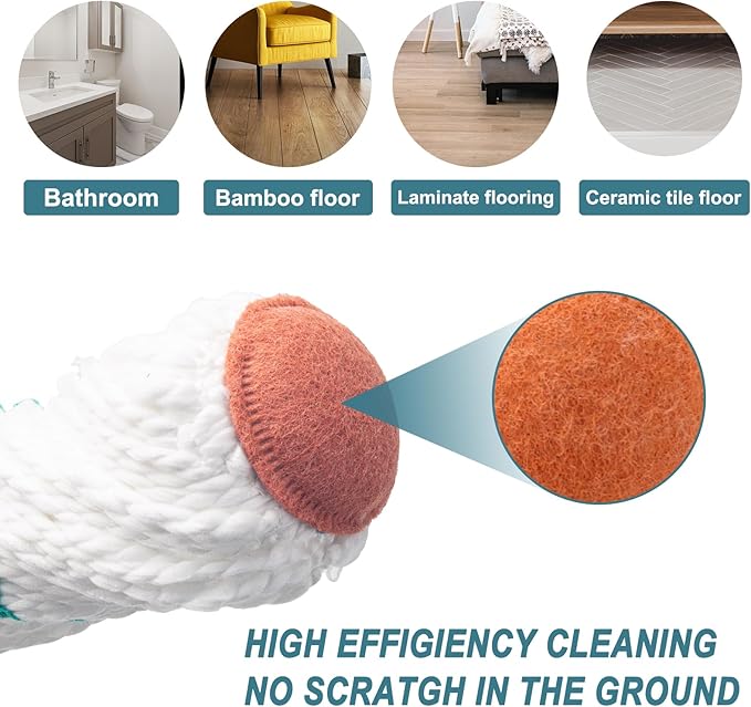 KeFanta Self-Wringing Twist Mops for Floor Cleaning, Microfiber Floor mop with 57 " Long Handle, Cotton Wet Mop for Hardwood Tile Kitchen Bathroom Patio Garage Commercial Household Clean
