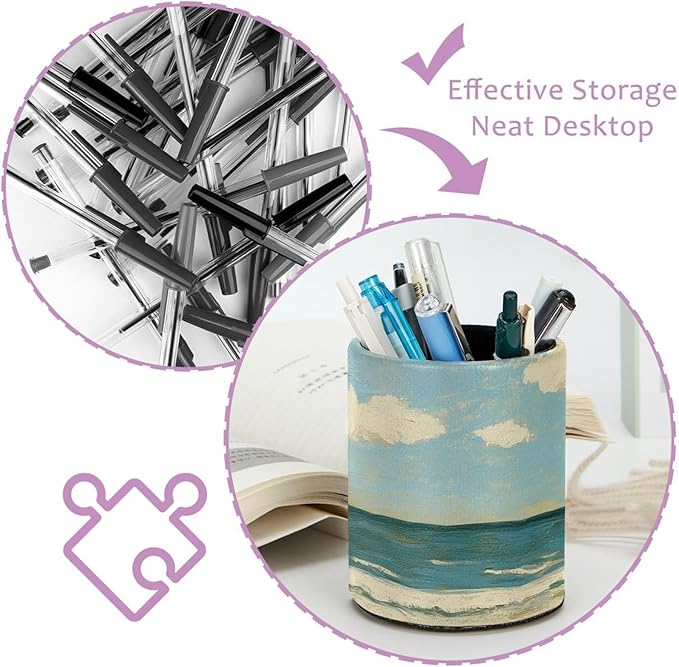 Pen Holder, Beach Birds East Coast Ocean (1) Pencil Holder for Desk Makeup Organizer Multifunctional Office Supplies for Home,Kids and School