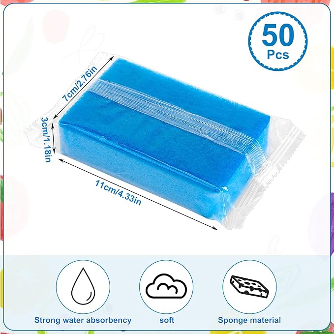 Ovveroche 50 Pcs Individually Wrapped Sponges, Uncompressed Non Scratch Scrouing Sponges for Household Cleaning Dishes Kitchen Airbnb Apartment Car Bike Blue