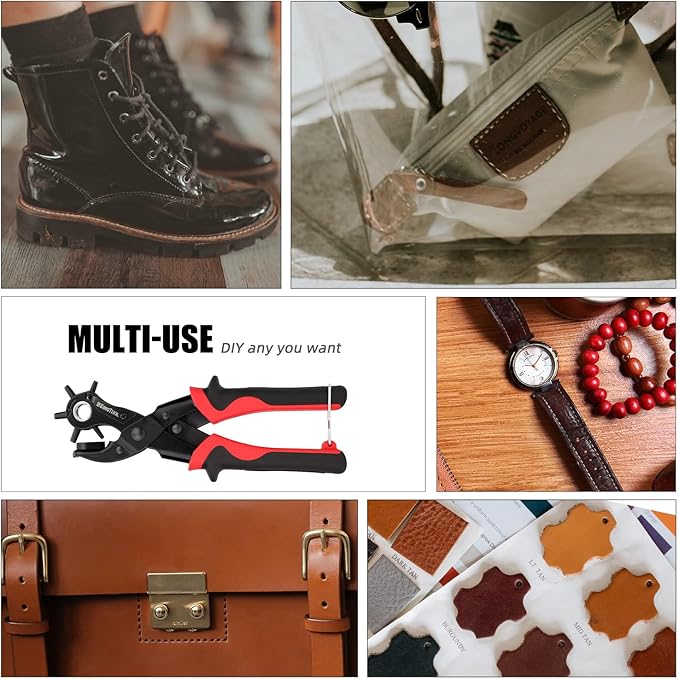 KingTool Leather Hole Punch Set, Super Heavy Duty Rotary Puncher, Multi Hole Sizes Maker Tool