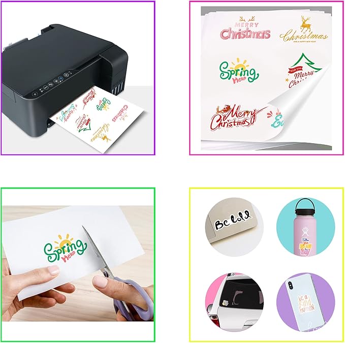 Self-Adhesive Photo Paper, Glossy Sticker Paper for Inkjet Printer, 8.5 x 11 Inch, 100 Sheets, 135 gsm, Letter Size, by ESHANG