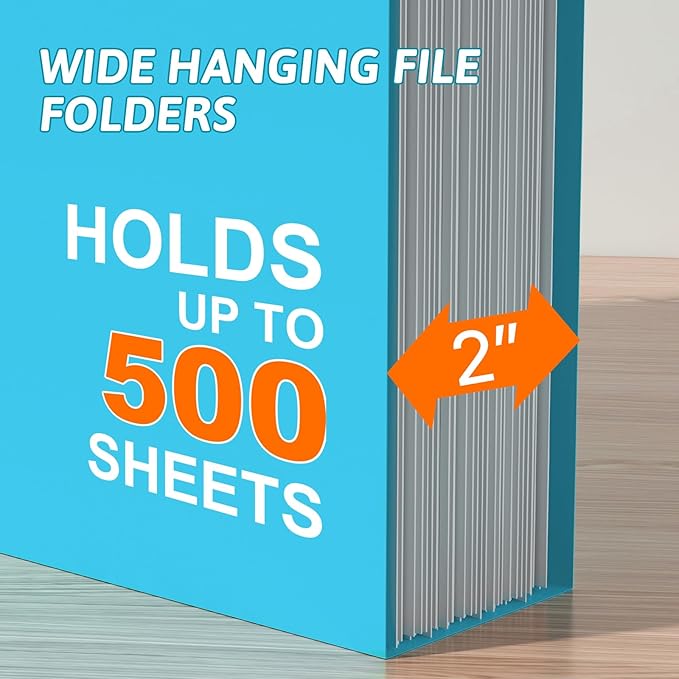 Extra Capacity Plastic Hanging File Folder Letter Size,12 Pack Reinforced Hang Folders with Heavy Duty 2 Inch Expansion, Durable Hanging Organizer Designed for Bulky Files, Assorted Colors