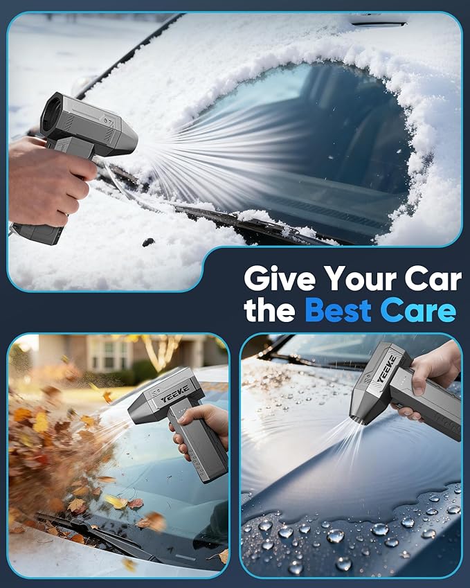 Yeeke Compressed Air Duster, 300000 RPM & 400 G Wind Pressure, 10000 mAh Battery with Fast Charging, 4-Gear Electric Air Duster Rechargeable, Electric Duster Mini Blower with LED Light for Cleaning