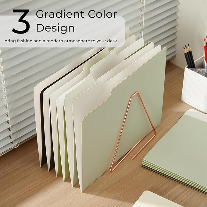 Y YOMA 12 Pack Colored File Folders Letter Size Gradient File Folder with 1/3-Cut Tab Cute Pretty Decorative Heavyweight Filing Folder File Organizers for Office School Home Desktop, Leaf Green