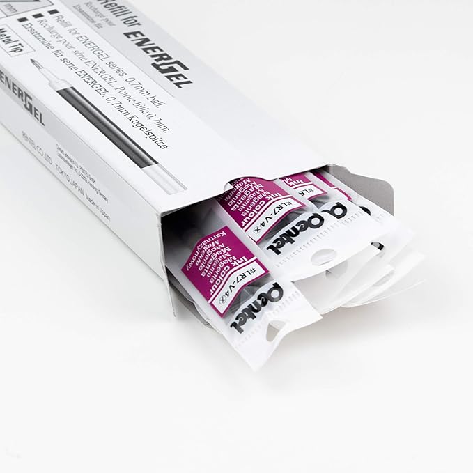 Pentel Refill Ink - For EnerGel Gel Pen, 0.7mm Metal Tip, Medium, Magenta Ink, 12 pack (LR7-V4)