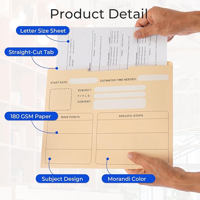 Y YOMA 6 Pack File Folder Jackets Letter Size Paper Pocket File Folder with Reinforced Straight-Cut Tab Pre-Printed Job Folders No Expansion Organizer for Office, Assorted Colors, Project Design