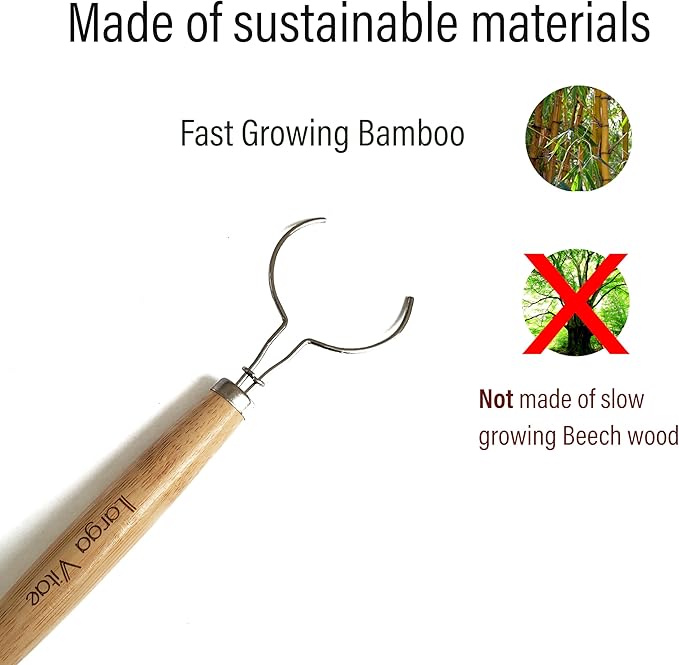 Larga Vitae Wooden Dish Brush Handles Made of Renewable, Biodegradable Bamboo, 3 Replacement Handles for Round 2 in Wide Tampico, Palm, Sisal Hemp, and Other Natural Fiber Bristle Brush Heads (Thick)