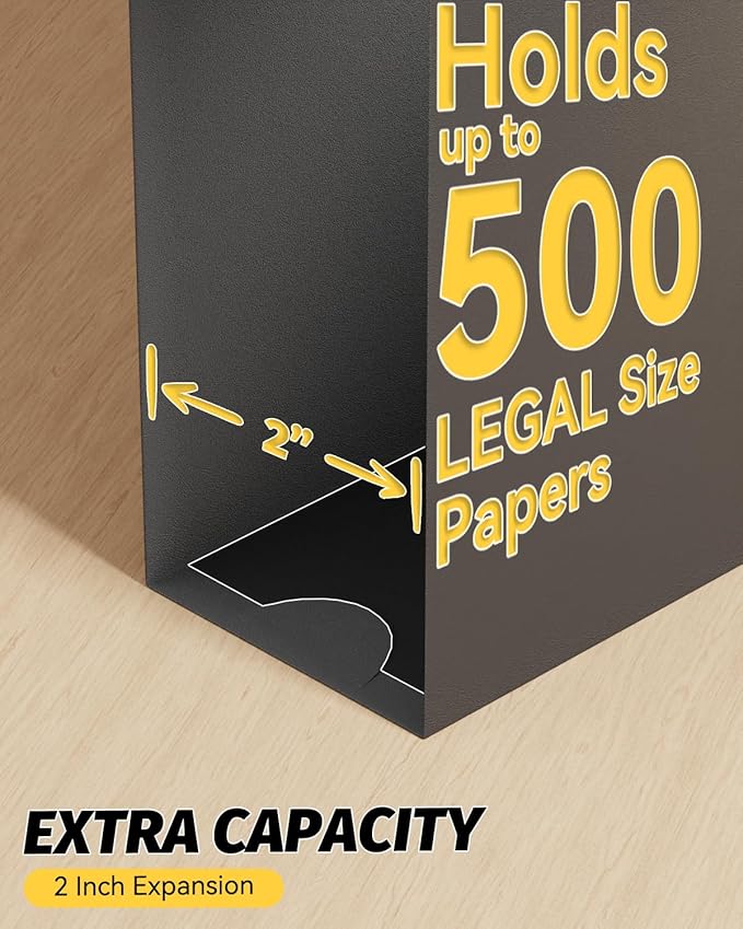 Ansook Extra Capacity Legal Size Plastic Hanging File Folders,12 Pack Reinforced Legal Hanging Folder with Heavy Duty 2 Inch Expansion,Filing Cabinet Folder,for Bulky Files, Medical Charts,Black