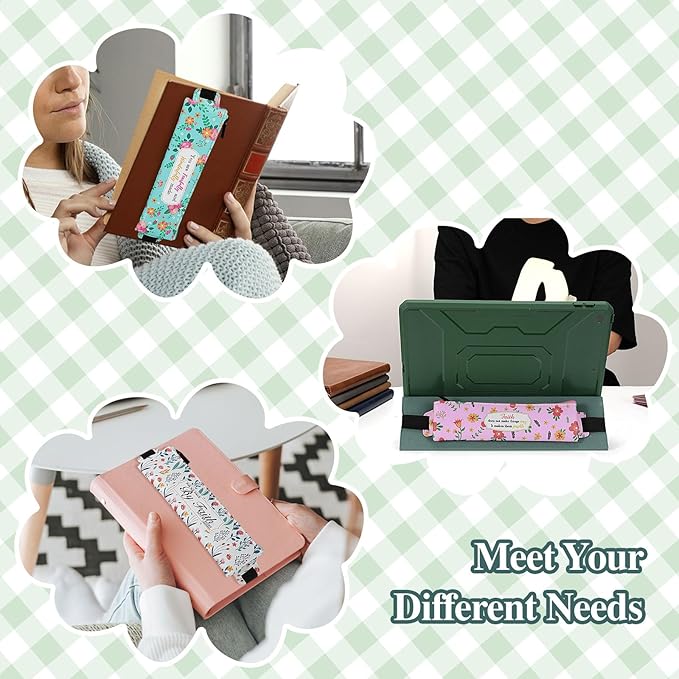 MoKo Elastic Pen Holder for Notebook, 4 Pieces PU Leather Pencil Case with Adjustable Band, Stationery School Supplies Zipper Bag for Planners, Journals, Book