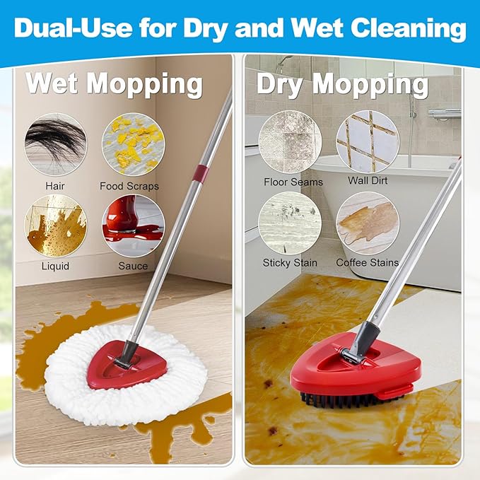 Mop Heads Replacements for Ocedar, Mop Replace Head for o Cedar Easywring 1 Tank, Spin Mop Replacement Head Mop Heads Include 4 Pack Spin Mop Refills, 1 Pack Scrubber Mop Head and 1 Mop Base