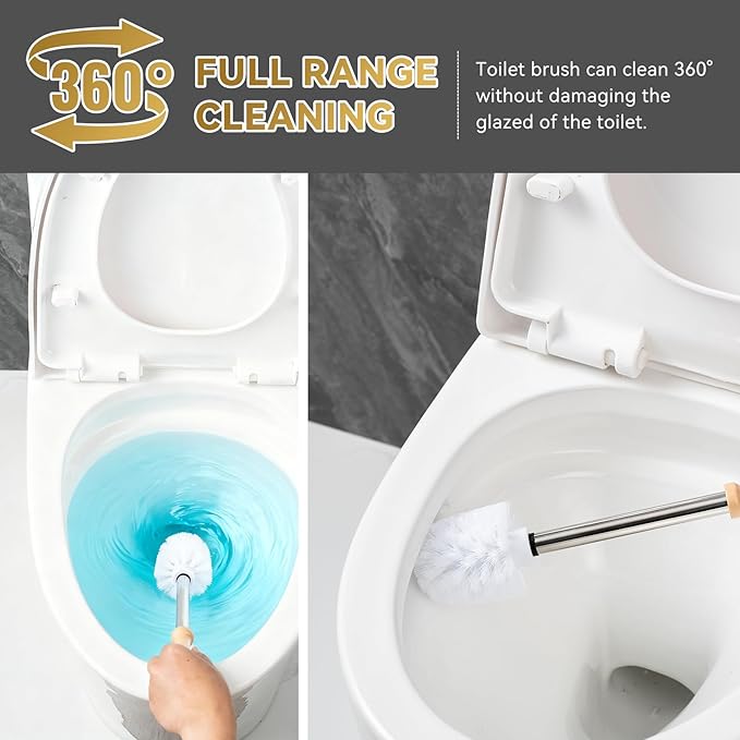 Turtle Base Toilet Brush and Holder Set - Ceramic Toilet Bowl Cleaner Brush, DIY-Paintable Toilet Base Bathroom Brush for Home & Commercial Use - White