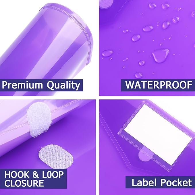 Tamaki 6 Pack Plastic Envelopes Poly Envelope Folder Clear Document Plastic File Folders Organization with Hook & Loop Closure, Letter Size/A4 Size, Envelope Folders for School Office