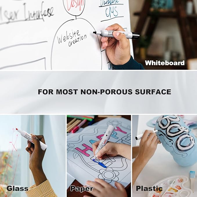 Comix Dry Erase Markers, Chisel Tip Whiteboard Markers, 36 Count 4 Assorted Colors Low Odor Markers for Kids Teachers Office & School Supplies