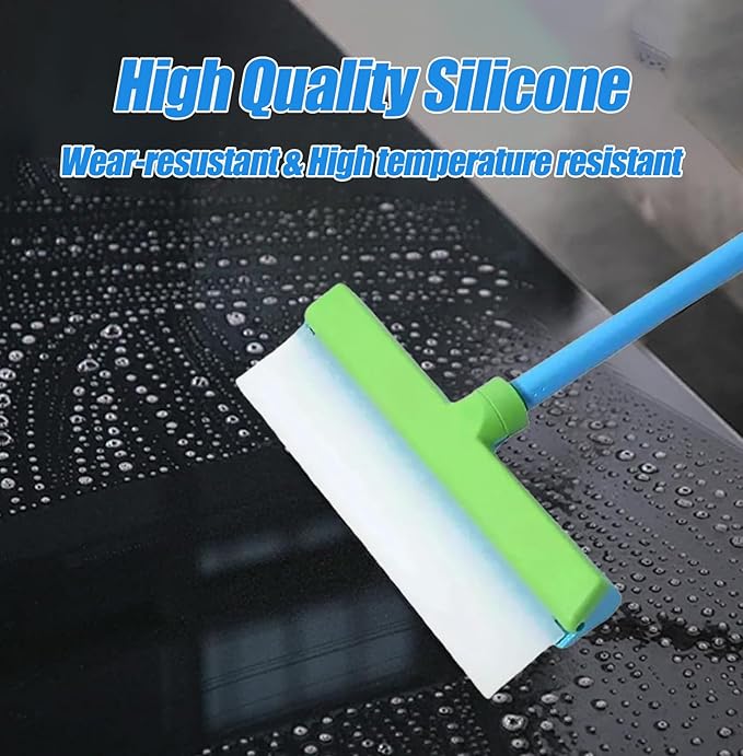 Recyclable Silicone Window Squeegee Kit, 3 in 1 Window Cleaning Scraper, Squeegee and Scrubber with Microfiber, Easy to Clean Without Streaks, for Windows, Walls, Car Windshields (1PCS)