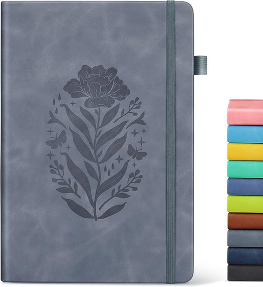 Lined Journal Notebook for Men Women, A5 Leather Journals for Writing, 200 Pages College Ruled Journal Notebook, Travel Daily Journal Notebook for Work School, Note Taking 5.75'' X 8.38'' Grayblue