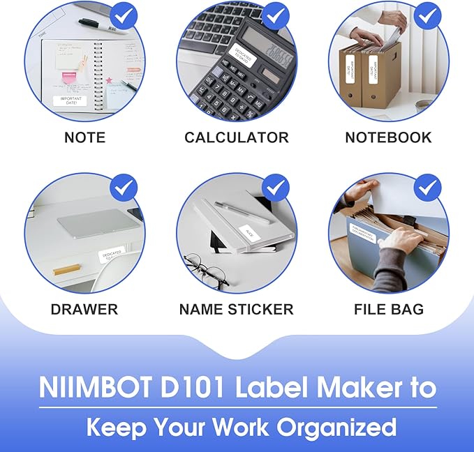 NIIMBOT D101 Label Maker, Handheld Thermal Label Printer with Tape, Easy to Print 0.5 to 1 Inch Width Inkless Label Maker for School Name, Cable Labels, Business Price Tags, Home Storage
