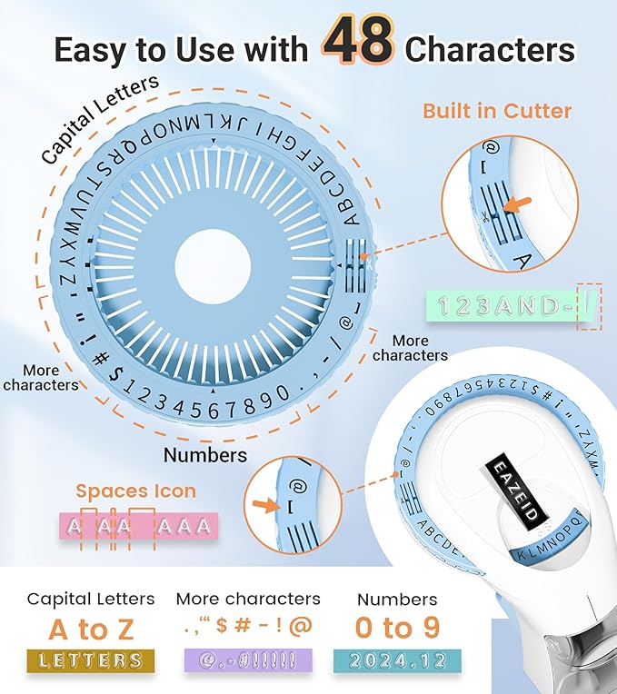 Manual 3D Label Maker Embossing, Vintage Embossed Label Maker Machine with Tapes, Embosser Labeler with 10 Rolls Embossing Label Tapes for Home Kitchen Office School, DIY & Crafting