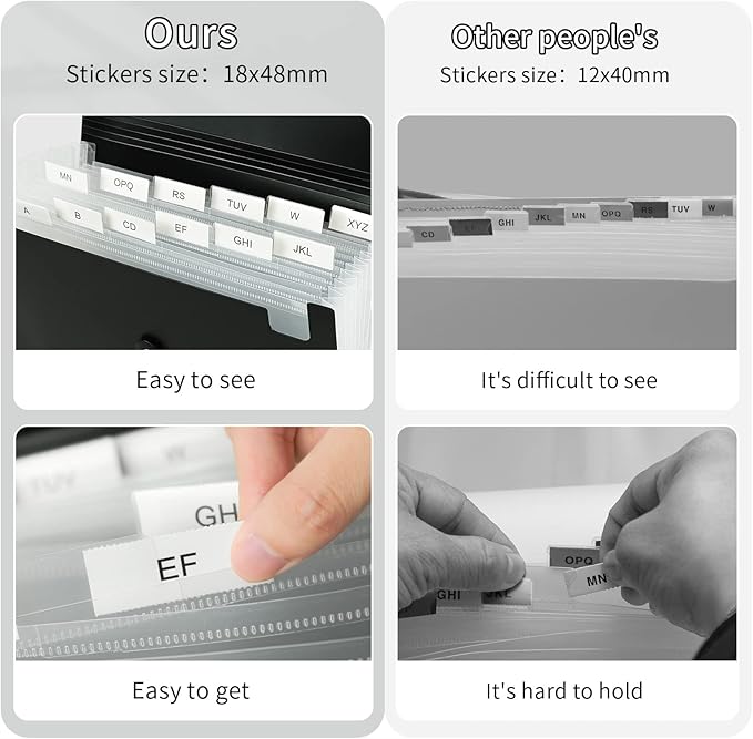 Accordion File Organizer, 13 Pocket Expanding File Folder Organizer for Letter Size/A4 Documents, Expandable Portable Monthly Bill/Receipt Organizer for Home/Office/School (Black)